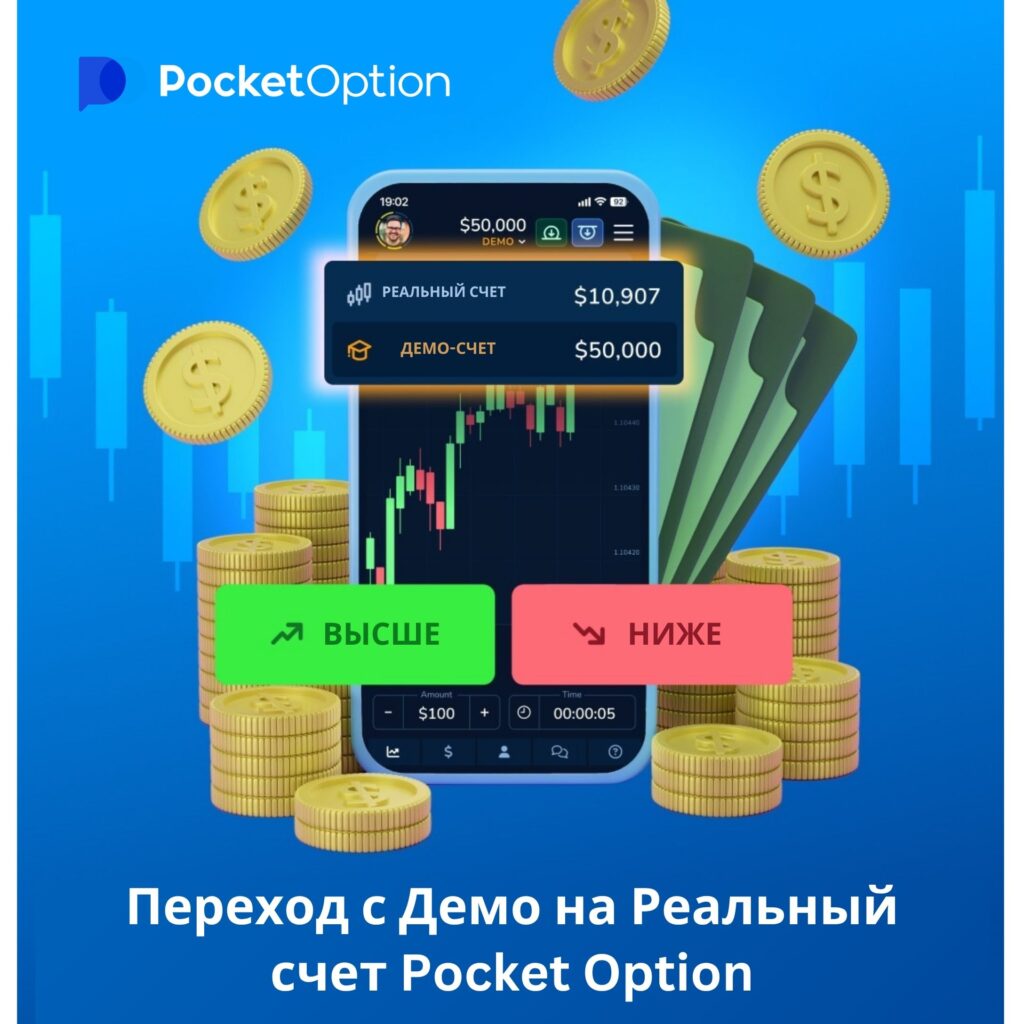 Переход с демо на реальный счет Pocket Option.